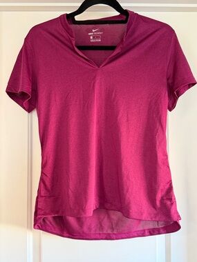 Nike Women's Magenta V-Neck Short Sleeve Tech Tee